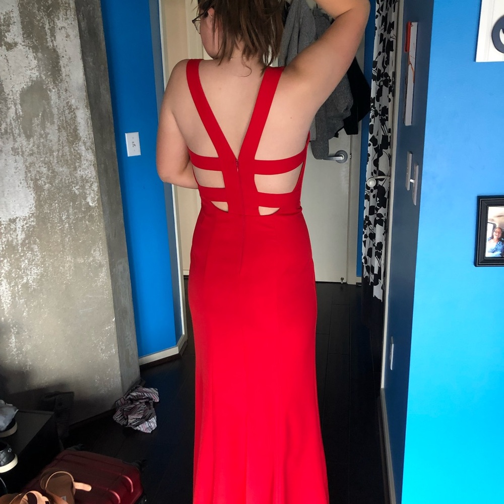 Long red dress from a boutique